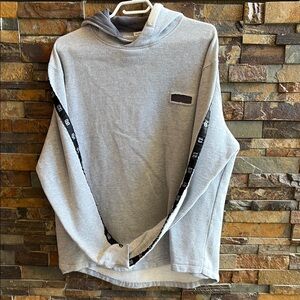 Gray Dricoper Denim Hoodie with Black Logo Accents